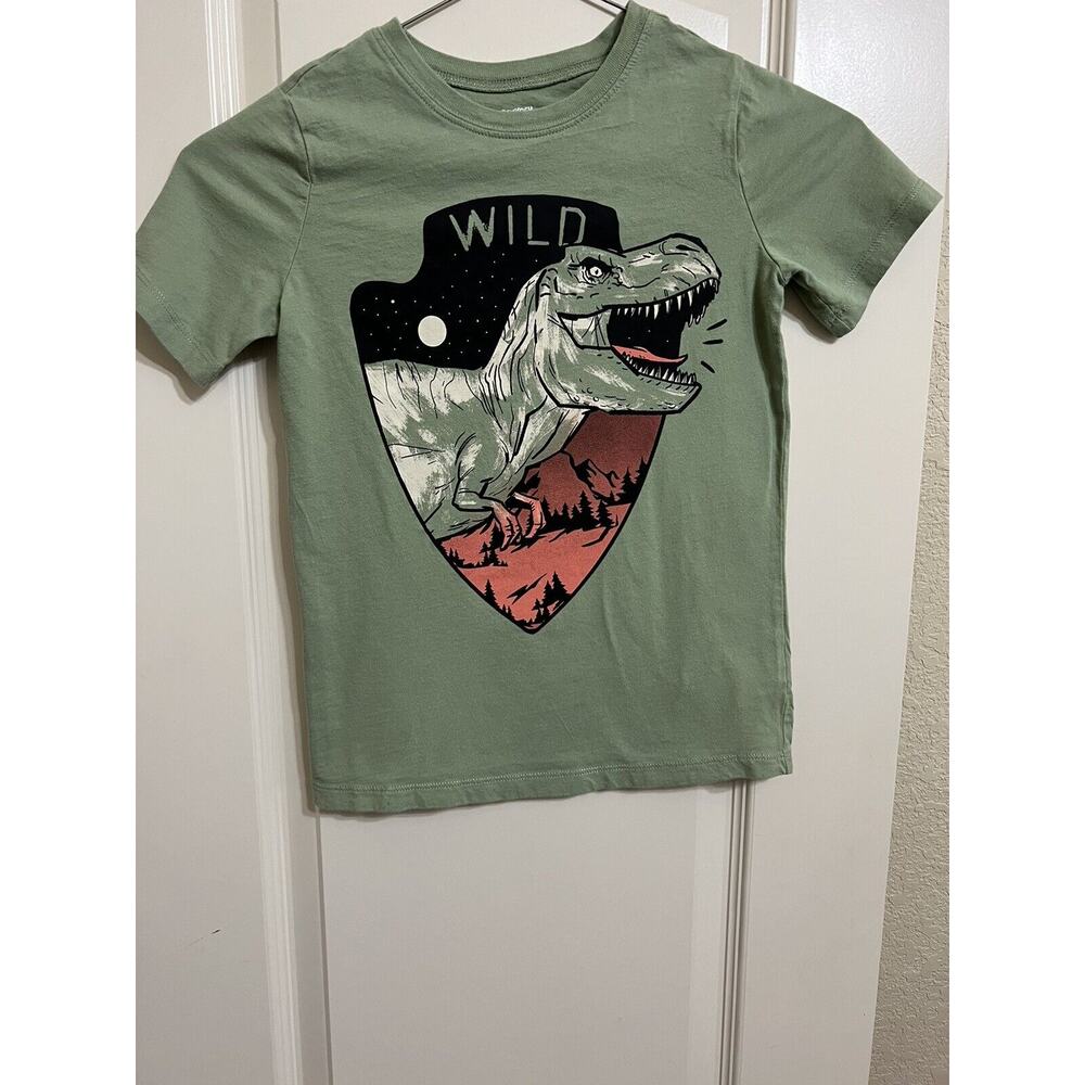 Boy's Graphic Dinosaur Tee shirt Size 8 Green Short Sleeve OSHKOSH Originals